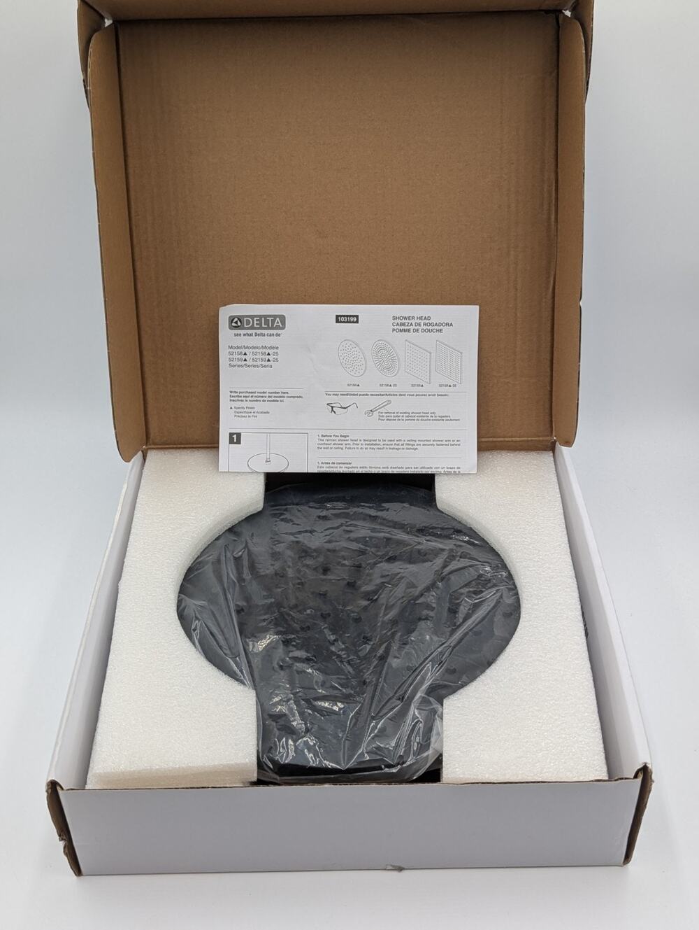 Delta 52158-BL Single-Setting Metal Raincan 12" Shower Head Matte Black